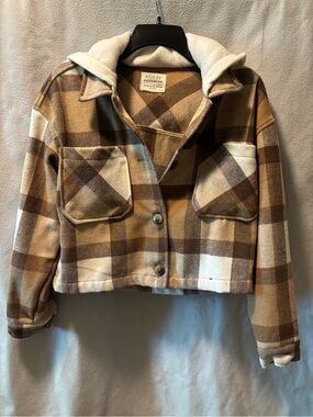 Ashley By 26 International Brown Plaid Shacket